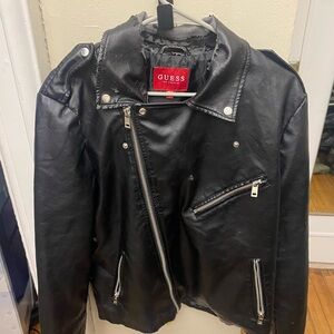 GUESS Black Biker Jacket with Silver Accents